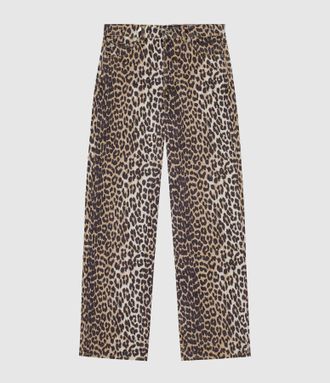 Ganni Jean Print Denim Izey Leopard