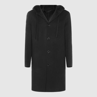 Lardini Black Wool Coat