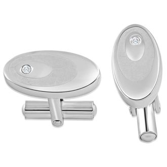 Pompeii3 Mens Stainless Steel Oval Polished 10.5mm Cufflink