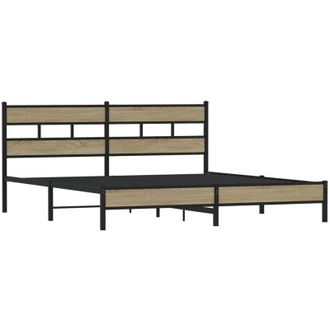 vidaXL Vidaxl - Estructura De Cama Sin Colch&oacute;n Metal Roble Sonoma 183x213 Cm