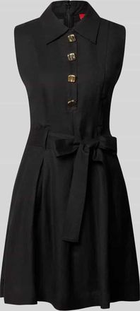 HUGO BOSS Tailliertes Freizeitkleid aus Leinen-Viskose-Mix Modell KALEISI in Black, Gr&ouml;&szlig;e 34