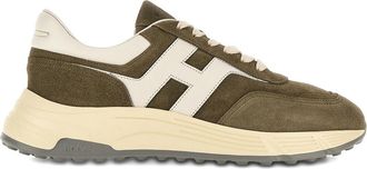 Hogan Hiperlight Sneakers In Green Olive Leather