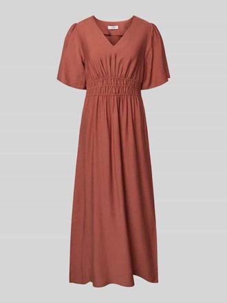 b.young B.Young Maxikleid aus Viskose-Mix mit V-Ausschnitt Modell Iggy in Rostrot, Gr&ouml;&szlig;e 34