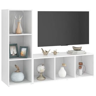 Berkfield Home TV Cabinets 2 pcs White 107x35x37 cm Engineered Wood | Size: 107 x 35 x 37 cm