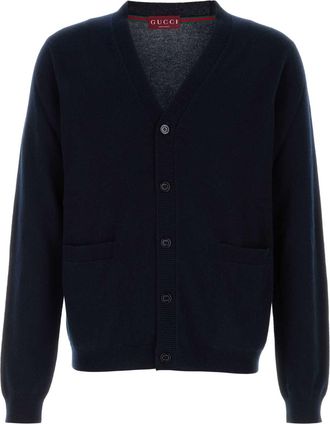 Gucci Mens Midnight Blue Cashmere Cardigan - Dark Blue - Size Large