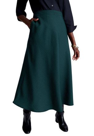 Jessica London Bi-Stretch Swing Skirt in Emerald Green Mini Houndstooth at Nordstrom, Size 26