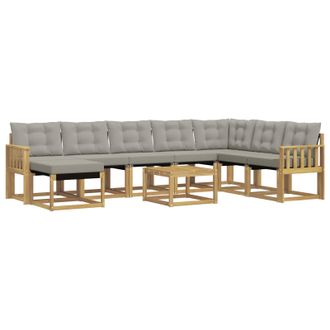 vidaXL Conjunto De Sof&aacute;s De Exterior 9 Pcs Blanco Y Gris Claro Vidaxl