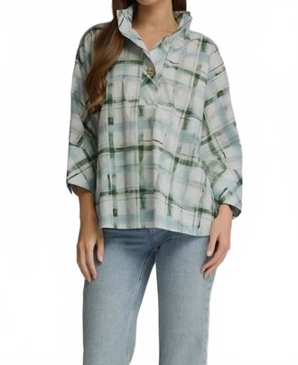 Entro Plaid Popover Shirt In Olive