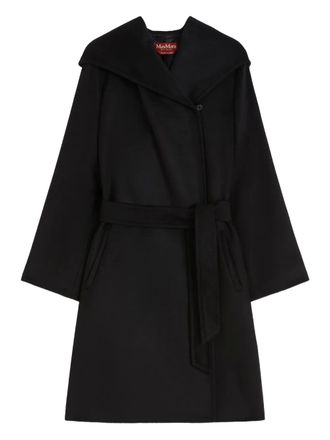 Max Mara hooded belted coat - women - Wool - 40 - Black