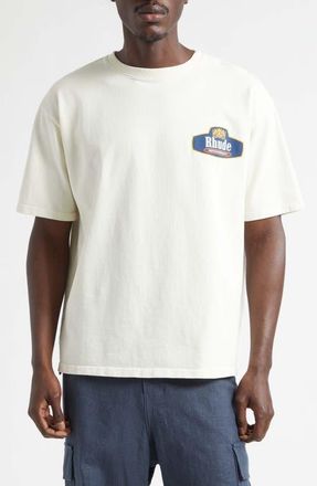 Rhude Racing Crest Graphic T-Shirt in Vintage White/Navy at Nordstrom, Size Xx-Large