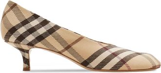 Burberry 45mm Check Baby pumps - women - Polyester/Cotton/Sheepskin/Sheep Suede/Leather - 36 - Neutrals