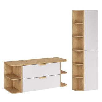 Petits Meubles Conjunto de mueble y columna 120cm paneles laminados blanco