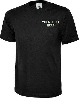 Generic Personalised Embroidered Your Text Classic T-Shirt UC301 Unisex Adult Casual Workwear Partywear Best Gift Tee Top (Black, 4XL)