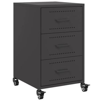 Berkfield Home Bedside Cabinet Black 36x39x59 cm Steel | Size: 36 x 39 x 59 cm