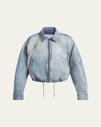Loewe Balloon Zip-Up Drawstring Denim Jacket