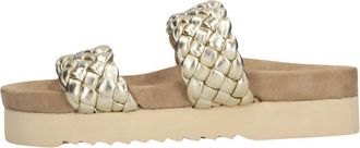 Maruti Schoenen, Dames, Geel, 39 EU, Su&egrave;de, Gouden Gevlochten Slipper Bola