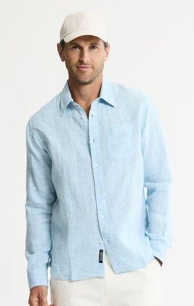 J.A.C.H.S. Linen Button-Down Shirt in Blue at Nordstrom, Size Xx-Large