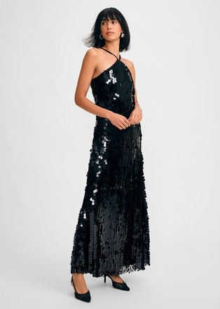 Isaac Mizrahi New York Pailette Halter Dress
