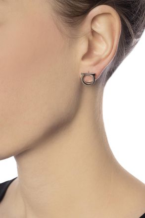 Ferragamo Logo-shaped Earrings, Womens, Silver