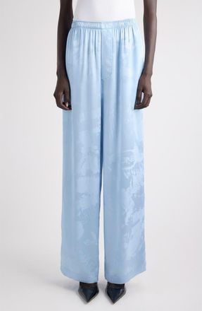 Balenciaga Washed Silk Jacquard Pajama Pants in 5840 Baby Blue at Nordstrom, Size X-Small