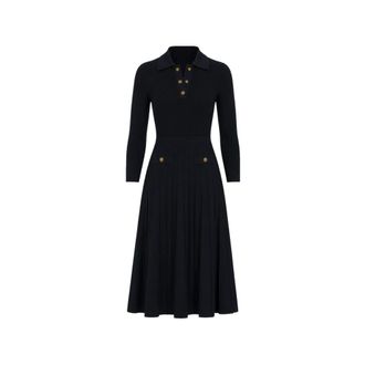 Michael Kors Stretch Knit Polo Jumper Dress - female - Michael Kors - Midi Dresses - Black - M - Dresses