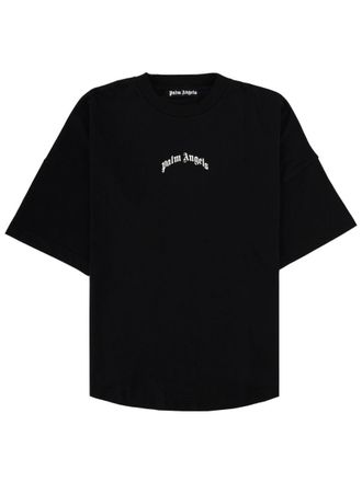Palm Angels Black Gothic Logo Cotton T-Shirt