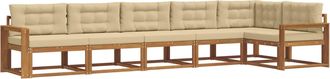 vidaXL Conjunto De Sof&aacute;s De Exterior 6 Uds. Natural Y Beige Vidaxl