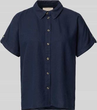 Freequent Relaxed Fit Bluse aus Leinen-Viskose-Mix Modell Lava in Marine, Gr&ouml;&szlig;e XXL