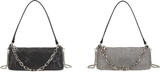 Generic Handbag with rhinestone sparkling crystals, evening bag with chain, crossbody shoulder bag for party, wedding
