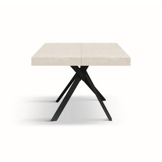 Konte Design Mesa de madera de fresno blanco, patas de metal antracita 95x90-145x90