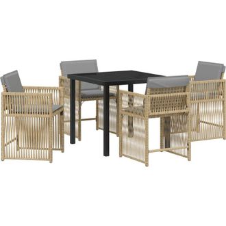 vidaXL Conjunto De Comedor De Jard&iacute;n 5 Pcs Beige Rat&aacute;n Sint&eacute;tico Vidaxl