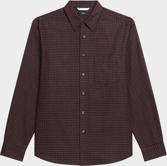 Theory Mens Weekend Cotton Check Button-Down Shirt