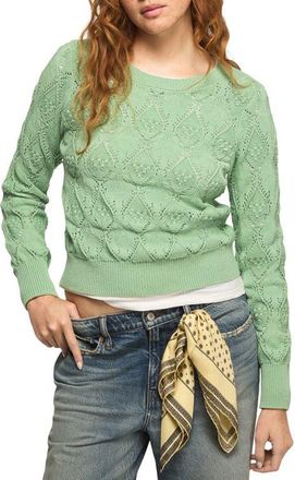 Lucky Brand Open Stitch Sweater in Grayed Jade at Nordstrom, Size X-Large