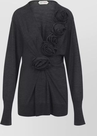 Alberta Ferretti draped floral appliqué long sleeve knitwear