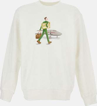 Dr&ocirc;le de Monsieur White Crewneck Graphic Sweatshirt