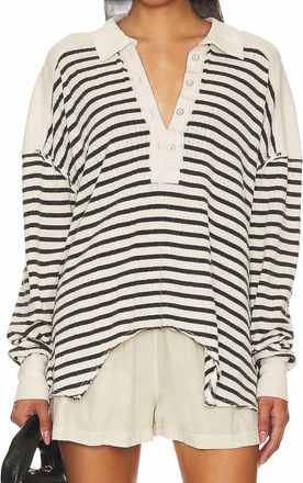 Free People All For You Polo Top In Cream Combo