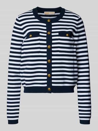 Michael Kors Strickjacke mit Rundhalsausschnitt und Knopfleiste in Marine, Gr&ouml;&szlig;e XL