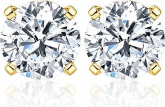 Pompeii3 2.50Ct T. W. Round Cut 14k Yellow Diamond Studs Lab Grown Womens Earrings