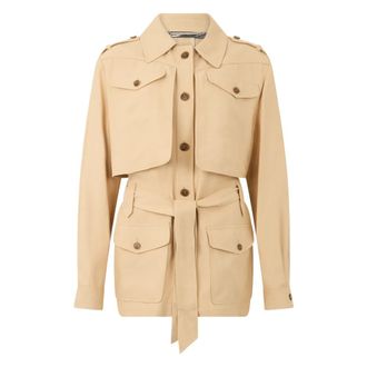 Alberta Ferretti Jas met verstelbare riem - Dames - Zomerjassen - Beige - 2XS - Linnen - Jassen
