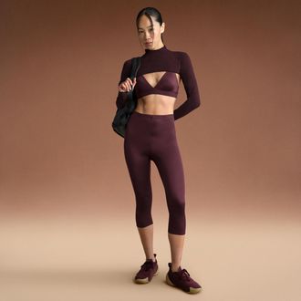 Nike Womens SKIMS Shine High-Waisted 17 Leggings with Drawcord in Red | BOLEG7887W-CUR