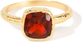 Tiramisu 14K Gold Plated Over 925 Sterling Silver Garnet Textured Ring
