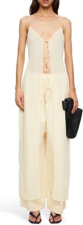 Lioness Dune Tie Front Maxi Camisole in Lemontini at Nordstrom, Size X-Large