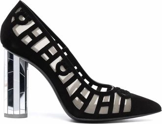 Ferragamo Womens Mirrored Heel Pumps In Black