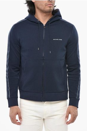 Michael Kors Solid Sweatshirt With Logo Band And Zip Closure size S