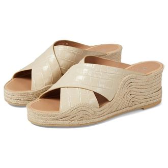 Aquatalia Aquatalia Marina Sandals Womens Cream Croco Print Leather Wedge Heel ZAP2532
