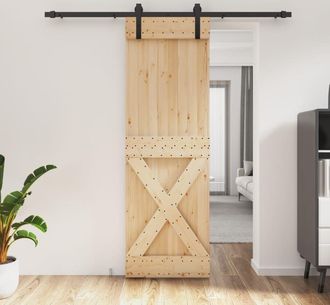 vidaXL Vidaxl - Puerta Corredera Con Herrajes Madera Maciza De Pino 70x210 Cm