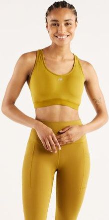 New Balance Donna NB Essential Run Bra in Marrone, Maglia di Poliestere, Taglia M