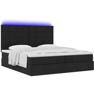 vidaXL Estructura De Cama Otomana Con Colchones Tela Negra 200x200cm Vidaxl
