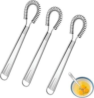 No Brand Juego De Batidores En Espiral - Mini Batidores De Acero Inoxidable - Utensilios De Cocina - Dise&ntilde;o De Batido En Espiral - 21 Cm - Color Plata