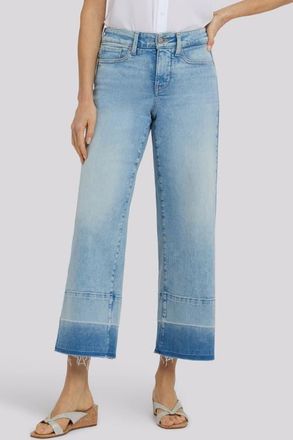 NYDJ Teresa Raw Hem Wide Leg Ankle Jeans in Oasis Sand at Nordstrom, Size 12
